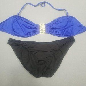 Trina Turk | Bandeau Bikini in Blue & Black